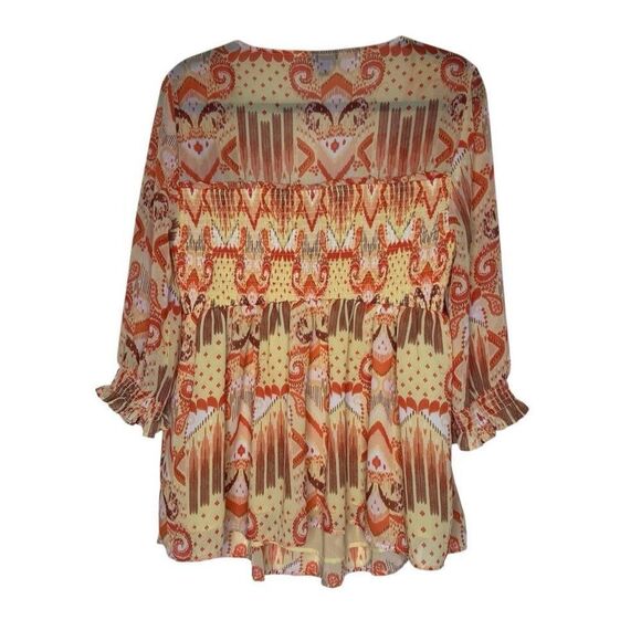 Torrid Smocked Chiffon Babydoll Three Quarter Sleeve Top Sz 1X - Picture 5 of 12